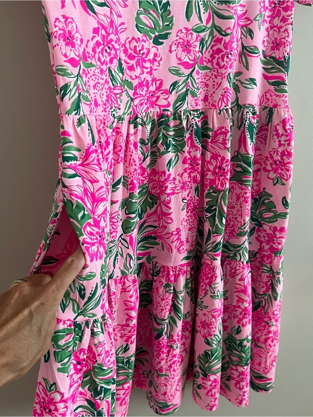 Lilly Pulitzer Pink Geanna Floral Short-Sleeve Tiered mini Dress